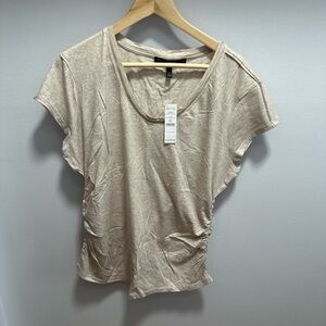 White House Black Market Cream Flutter Sleeve T-Shirt